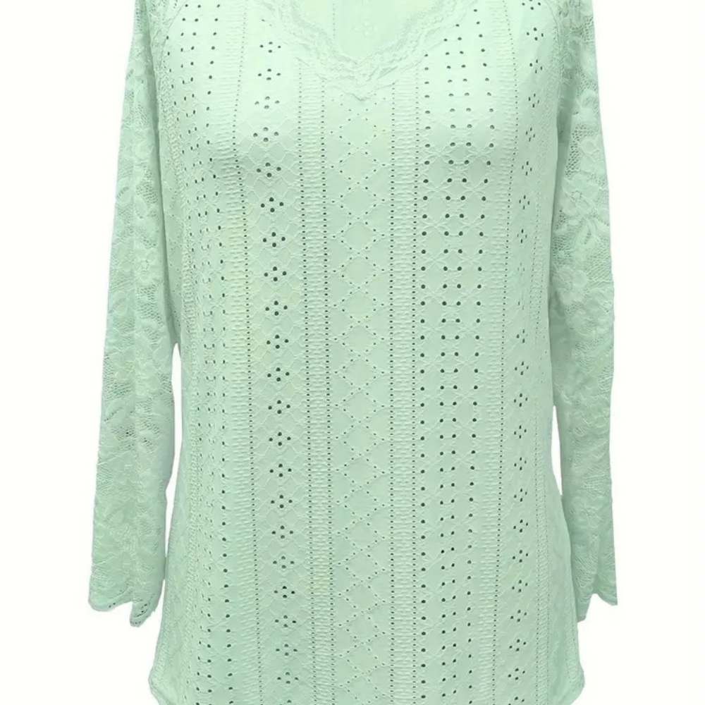 Green lace v neck shirt . New without tags - Picture 4 of 5